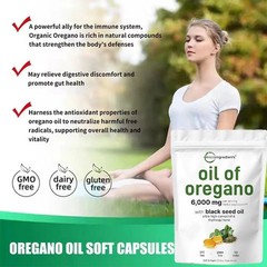 Oil of Oregano with Black Seed 6000mg – 300 Softgels – Immune & Digestive Suppor