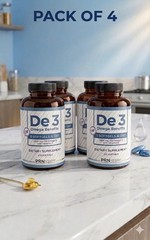 PRN De3 Omega Benefits 2400mg rTG Omega-3 with Vitamin D 270 SoftgelS pack2,4,6