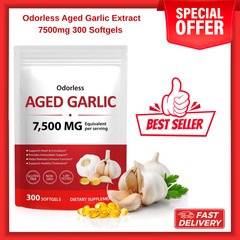 Odorless Garlic 7500Mg per Servings, 300 Softgels | 2 Years Aged Garlic Extra…