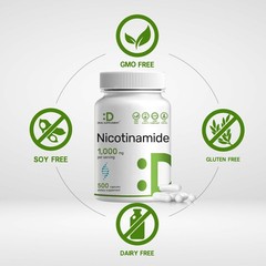 Vitamin B3 Nicotinamide 1,000mg Per Serving – 500 500 Count (Pack of 1)