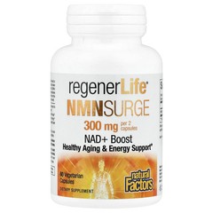 2 X Natural Factors, RegenerLife�, NMN Surge, 60 Vegetarian Capsules (150 mg pe