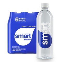 Smartwater vapor distilled premium water , 16.9 Fl Oz (Pack of 6), Clear