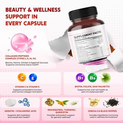 PEAKPURY Collagen Biotin Resveratrol Saw Palmetto – 150 Count (Pack of 1)