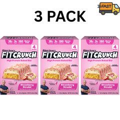FITCRUNCH Protein Bars Strawberry Strudel 16g Protein 12 Bars Total