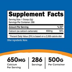 Nutricost Calcium Carbonate Powder 500 Grams – Non-GMO, Gluten Free