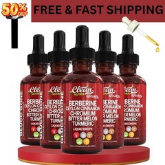 Premium 5 pack USA Clean Nutra Berberine with Ceylon Cinnamon Supplement Liquid