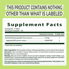 MAX DAO Enzyme Supplement 120 Tablets, 50,000 HDU per Tablet Adjustable Dosage,