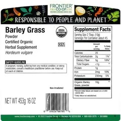 Frontier Barley Grass Powder Organic Nutritious Superfood 16 oz. 10/2026
