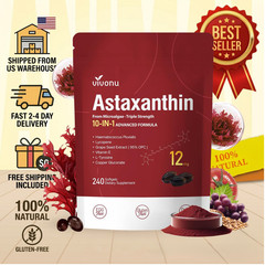 VivoNu Astaxanthin 12mg 10-in-1 Antioxidant Eye Skin Health [240 Softgels]