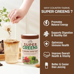 Organic Super Greens Chocolate Drink Mix – 50 Superfoods, 20 Servings