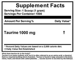 2.2lb (1000g) 100% PURE L-TAURINE FREE-FORM AMINO ACID POWDER USP GRADE