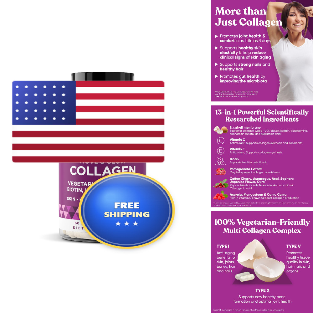 Eu Natural Move Glow Collagen Pills For Women Men – Vegetarian Multi-Collagen