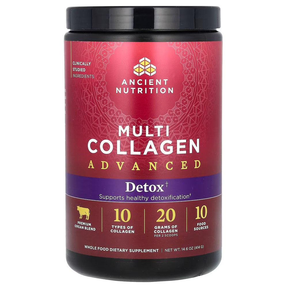 2 X Ancient Nutrition, Multi Collagen Advanced, Detox, 14.6 oz (414 g)