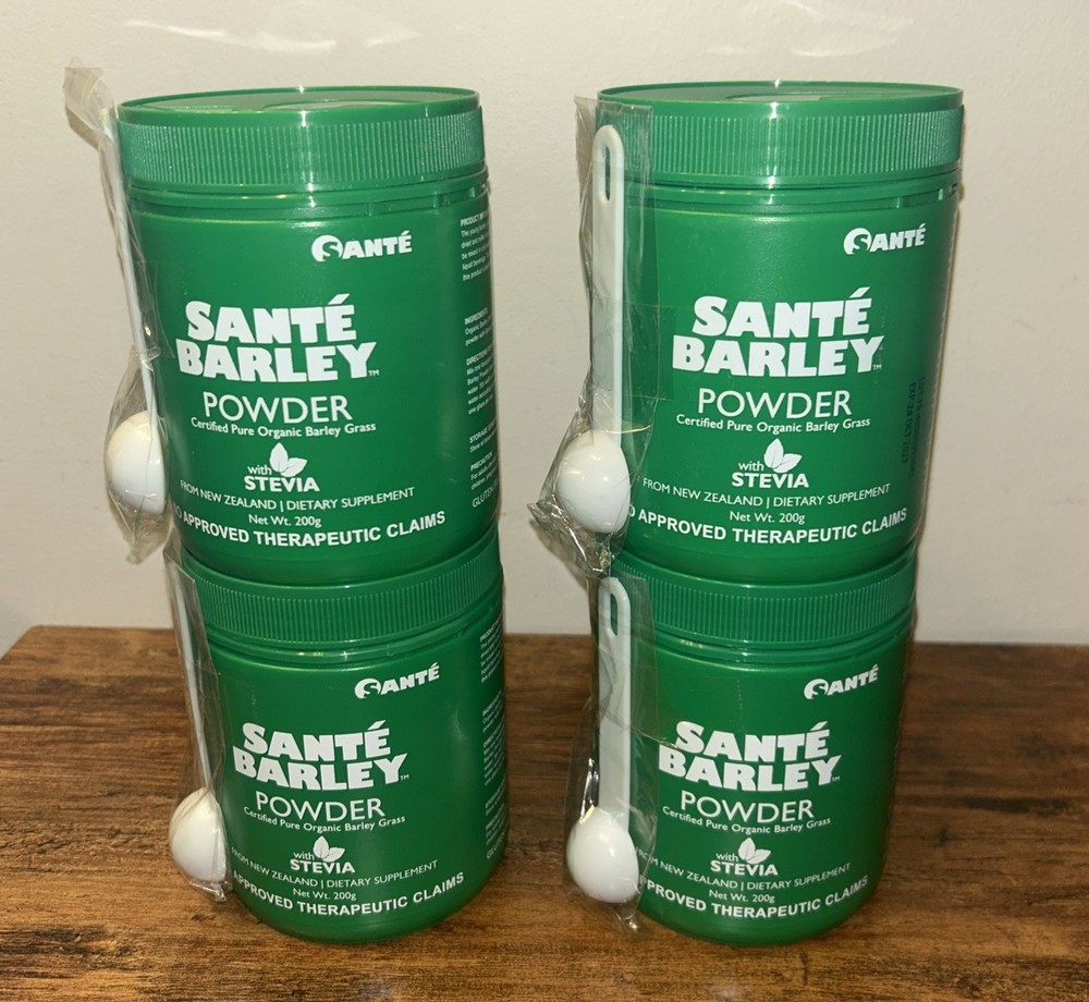 4x Santé Barley Powder with Stevia 200g – Certified Organic Barley Grass Exp2027