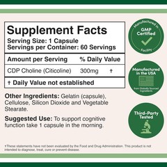 CDP Choline (Citicoline) Supplement, Pharmaceutical Grade, Third Party…