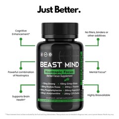 Focus Clarity Nootropic Blend | Ginkgo Biloba | Huperzine A | Rhodiola