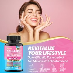 Collagen Pills Hair, Skin & Nail Health 64,000 MCG Biotin 90 Caps
