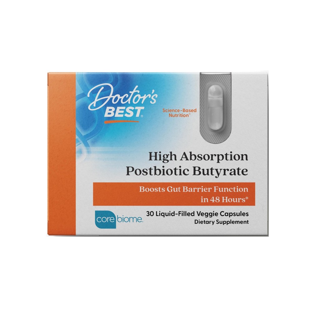 Doctor’s BEST High Absorption Postbiotic Butyrate 30 Count (Pack of 1), Clear