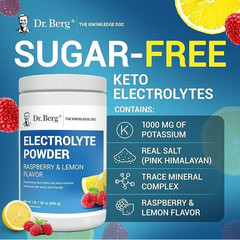 Dr. Berg Zero Sugar Keto Electrolyte Powder, Raspberry Lemon, 100 Servings