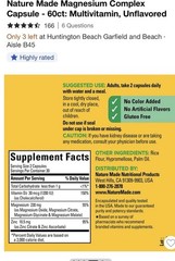 Nature Made Magnesium Complex 230mg with D3 & Zinc 60 Capsules Gluten-Free
