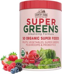 Healthy Berry Flavor Super Greens Drink Mix: 50 Organic Foods for Daily Wellness
