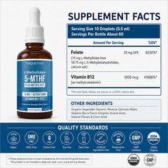 L-Methylfolate 5-MTHF Methyl B12 Liquid Folate Supplement 15mg 60 Servings