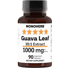 MONOHERB Guava Leaf 10:1 Extract 1000 mg – 90 Capsules. 90 Count (Pack of 1)