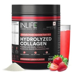 INLIFE Japanese Collagen Powder | Hydrolyzed Collagen (Strawberry, 200g) P613