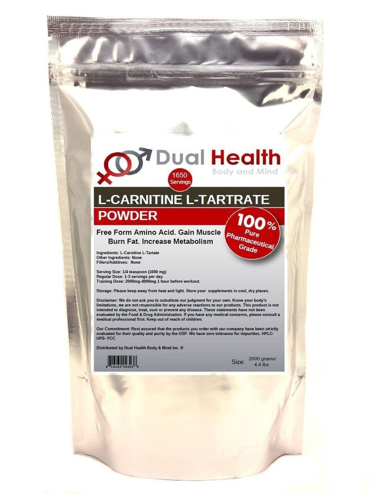 L-CARNITINE 2kg (4.4 lb) Tartrate Powder Diet Weight Loss Memory Muscle Recovery