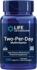 TWO PER DAY MULTIVITAMIN 120 Cap VITAMINS B, C, D, ZINC, MINERAL LIFE EXTENSION