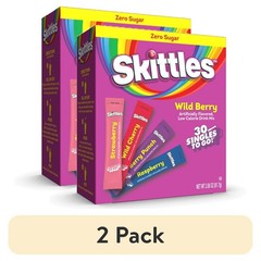 (2 pack) Skittles Zero Sugar Wild Berry Powdered Drink Mix, 2.88 oz, 30 Count Pk