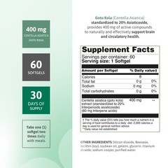 Gotu Kola 400 mg Centella Asiatica Circulation Support 60 Count