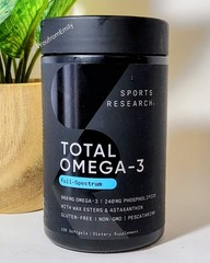 Sports Research Total Omega-3 2200mg FULL SPECTRUM EPA DHA Krill 120 Softgels