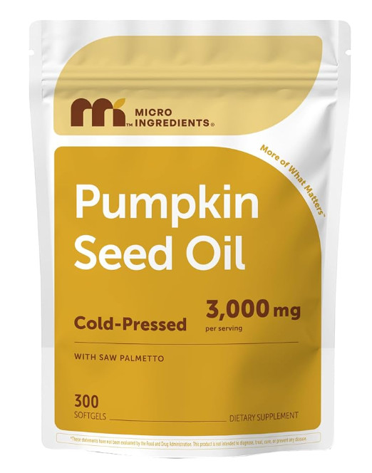 Micro Ingredients Pumpkin Seed Oil with Saw Palmetto,300 Softgels | Cold Pressed