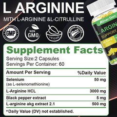 Nitric Oxide Booster L-Arginine, L-Citrulline 3000mg 240 Caps HIGHEST POTENCY