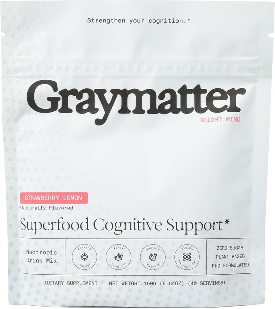 Graymatter Bright Mind Nootropic Powder (40 Servings: Strawberry Lemon) –
