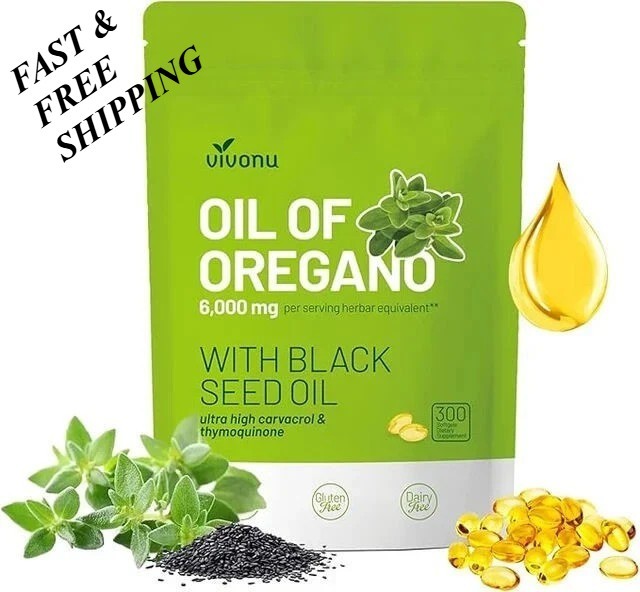NEW VivoNu Oil of Oregano Capsules | 6000mg Oil of Oregano with Black Seed Oil