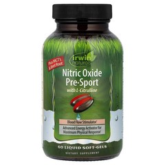 2 X Irwin Naturals, Nitric Oxide Pre-Sport� with L-Citrulline, 60 Liquid Soft-G