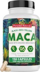2400mg Organic Black Red Yellow Maca Root Capsules for Men & Women from Peru 150