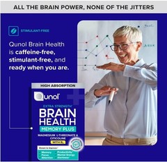 Qunol Extra Strength Brain Health Memory Plus Supplement, 60 Tablets Exp 6/2027