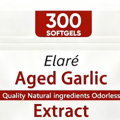 1X Elare Aged Garlic Extract, 300 Softgels, 7500mg Odorless | Heart & Immune
