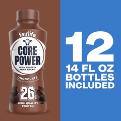 Core Power Protein Shake, Chocolate 26g Bottle 14oz 12 Pack Free SHIP.