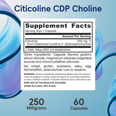 Citicoline CDP 250 MG, CDP Choline Supplements, Support Brain Health, Perform…