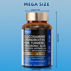 Glucosamine Chondroitin Collagen Hyaluronic Acid MSM Turmeric Joint Support 120c