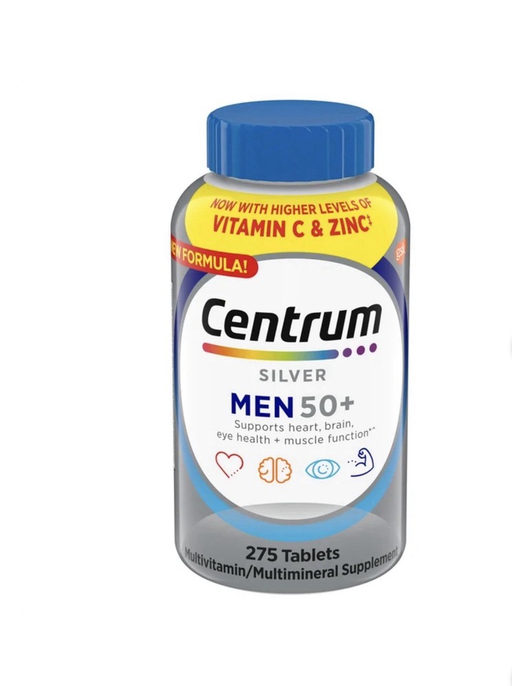 Centrum Silver Men 50+ Multivitamin 275 Tablets Vitamin C Zinc Muscle