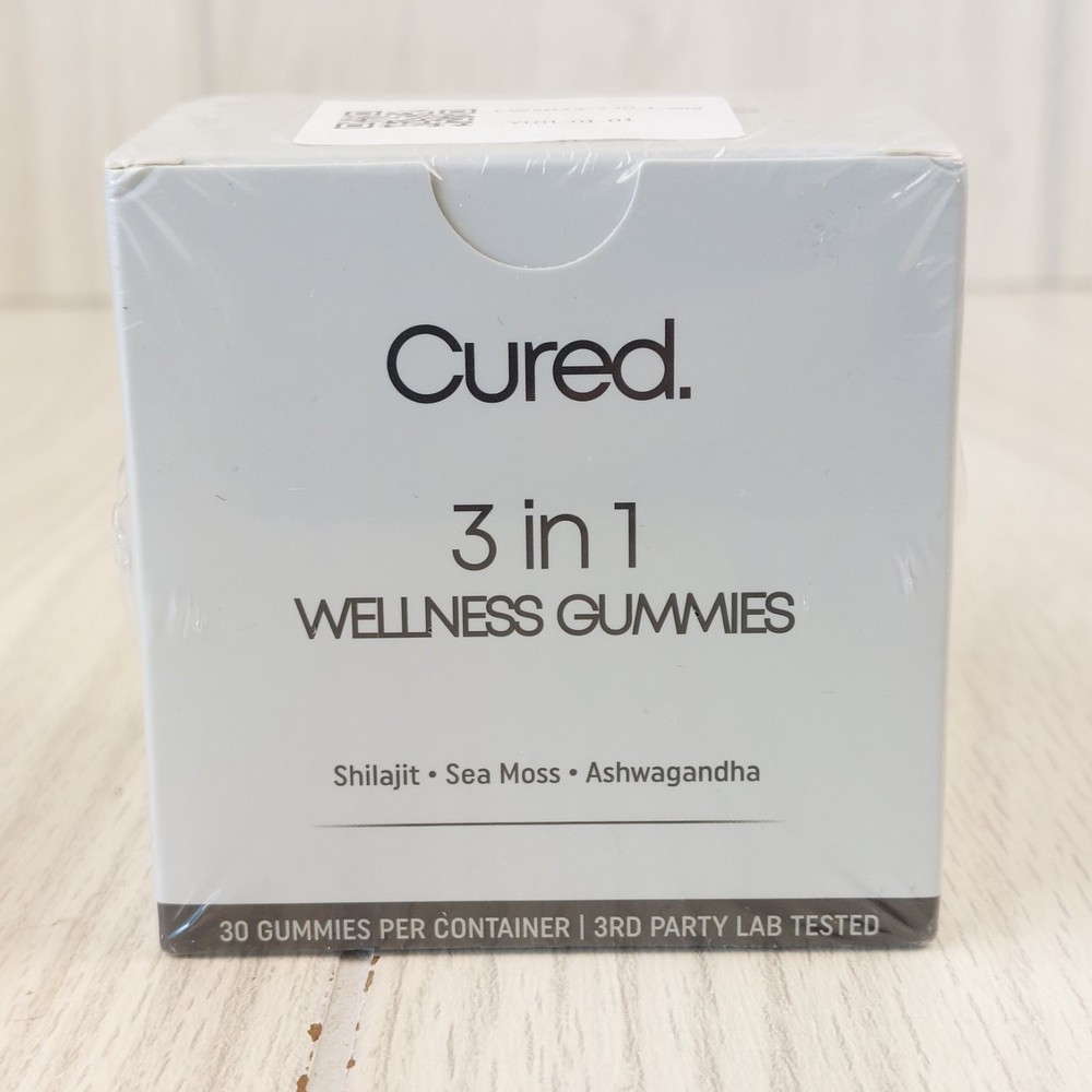 Cured 3 in 1 Wellness Gummies Unisex 30ct Shilajit Sea Moss Ashwagandha 12/26