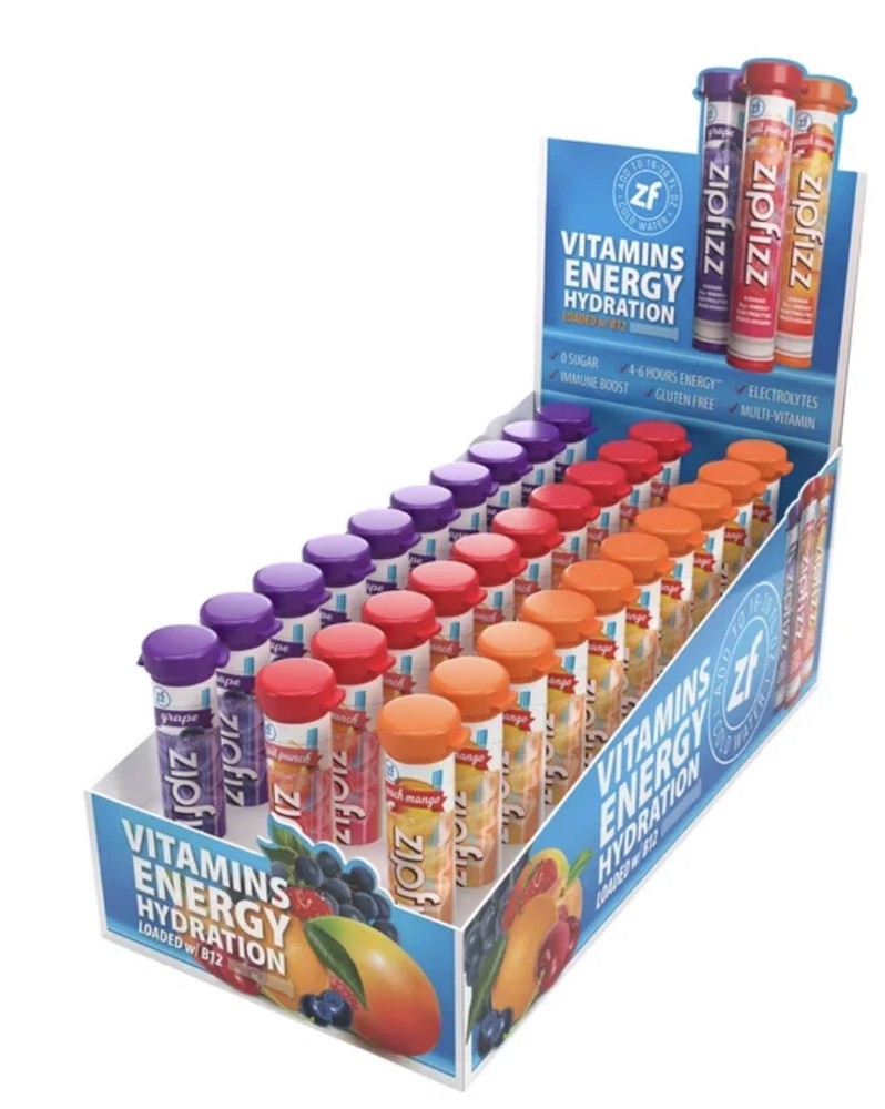 ZIPFIZZ Unisex Multi-Vitamin Energy Hydration Drink Mix Variety Pack 30 Tubes