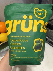 grüns Superfoods Greens Gummies 224 Vegan Gluten Free Nut Free Vitamins A-E Iron