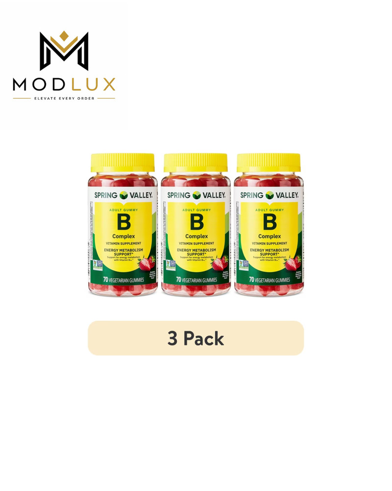 3 Pack Spring Valley Vitamin B Complex Strawberry Gummies, 70 Count