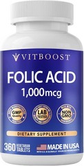 VITBOOST Folic Acid 1000 mcg (1667 mcg DFE) – 360 Tablets